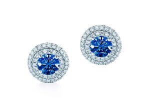 Oxford Double Halo Sapphire Blue Örhängen