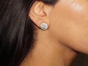 Oxford Silver White Double Halo Örhängen